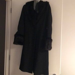 Worth 3/4 length faux fur/wool coat